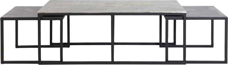 Černo-tmavě šedé kovové konferenční stolky v sadě 3 ks 50x120 cm Kumalu – Light & Living