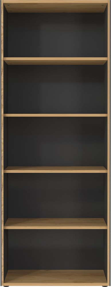 Knihovna v dekoru dubu v antracitovo-přírodní barvě 75x196x40 cm Podium – Germania
