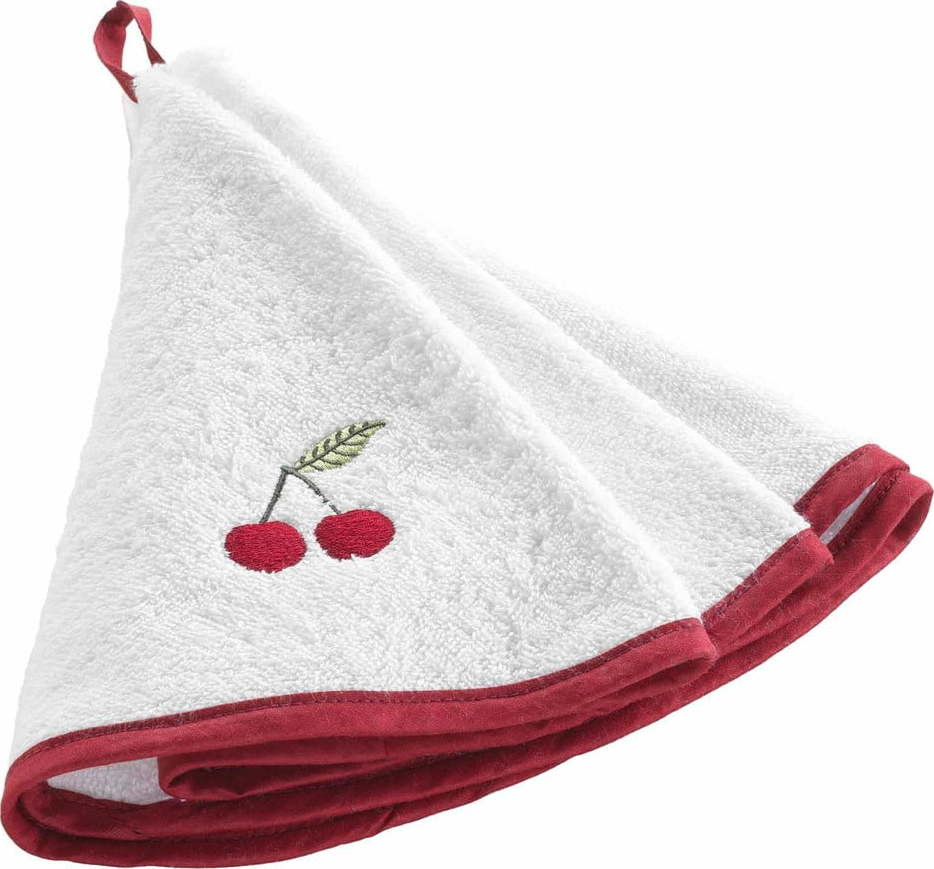 Červeno-bílý froté bavlněný ručník 60 cm Cerisette – douceur d'intérieur