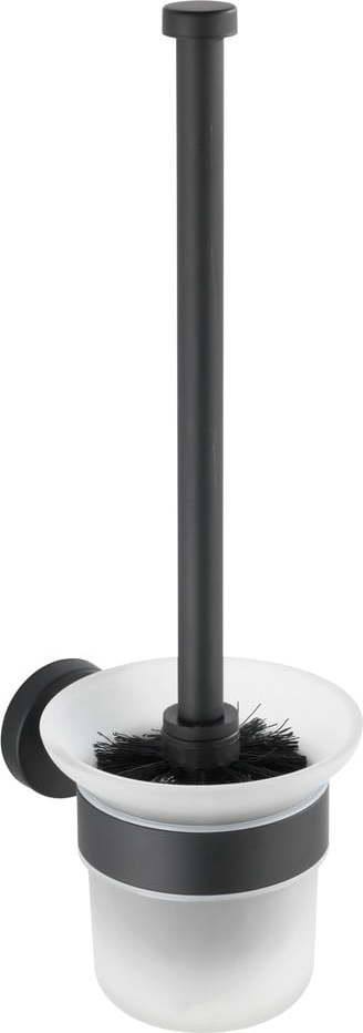 Matně černá nástěnná skleněná WC štětka Bosio – Wenko