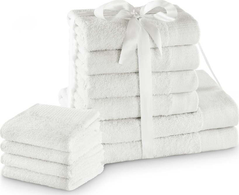 Bílé froté bavlněné ručníky a osušky v sadě 10 ks Amari – Restilo