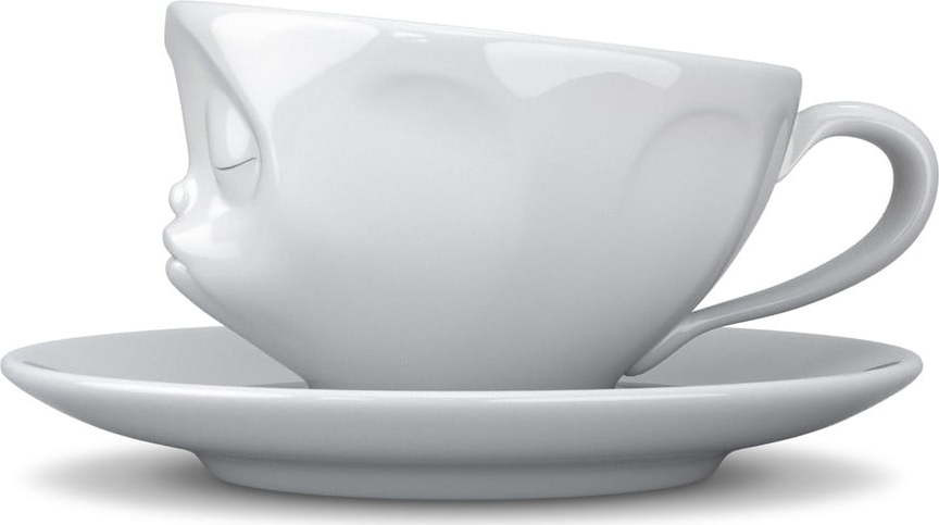 Bílý porcelánový šálek na kávu 58products Kisses, objem 200 ml