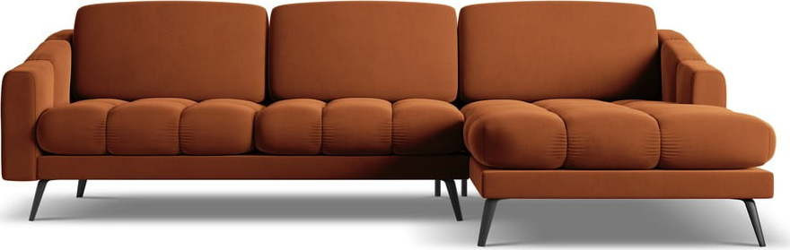 Oranžová sametová rohová pohovka (pravý roh) Nalu – Makamii