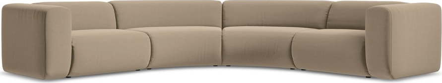 Béžová sametová rohová pohovka Ekahi – Makamii
