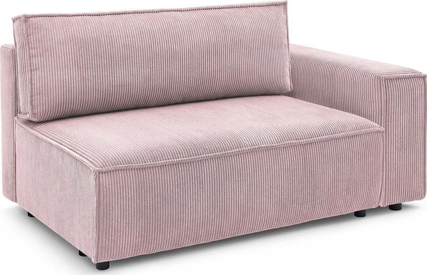 Světle růžový manšestrový modul pohovky, pravý roh Nihad modular – Bobochic Paris