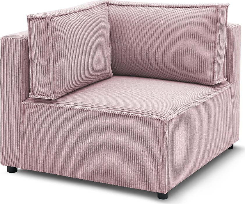 Světle růžový variabilní manšestrový modul pohovky Nihad modular – Bobochic Paris