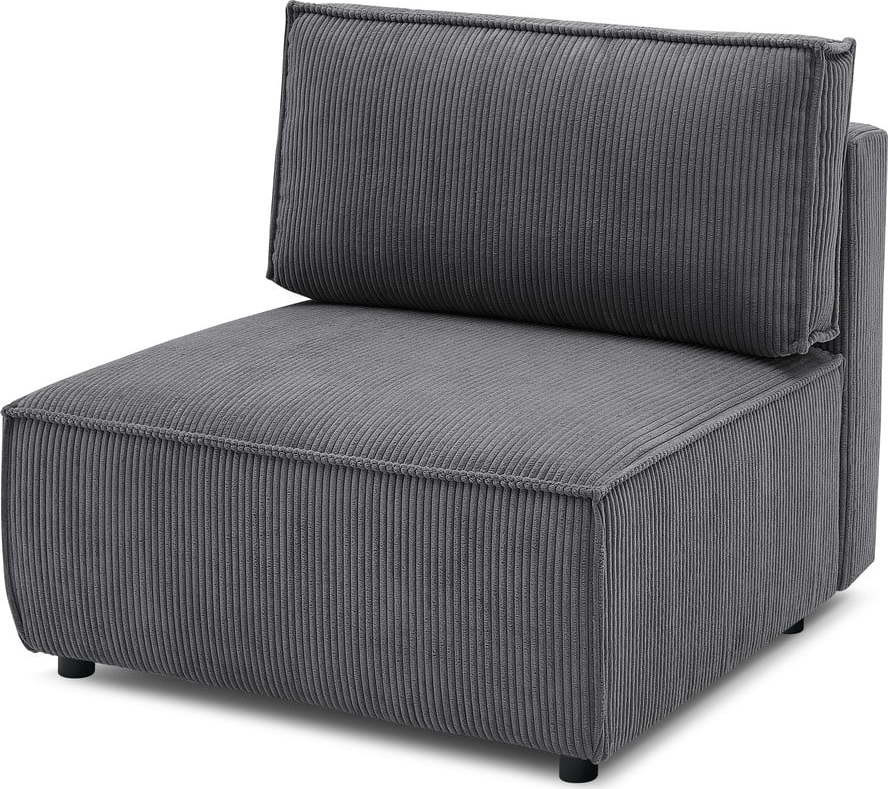 Tmavě šedý manšestrový modul pohovky, středový díl Nihad modular – Bobochic Paris