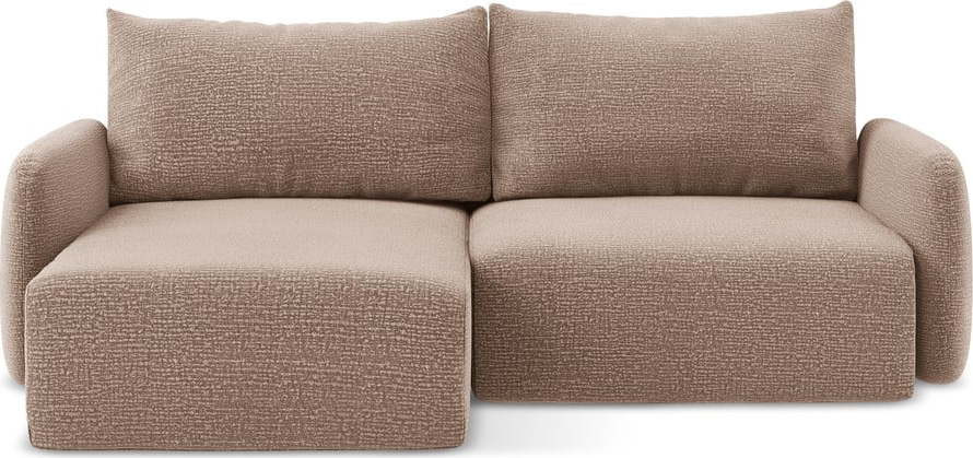 Světle hnědá rozkládací/s úložným prostorem rohová pohovka (levý roh) Kalena – Makamii