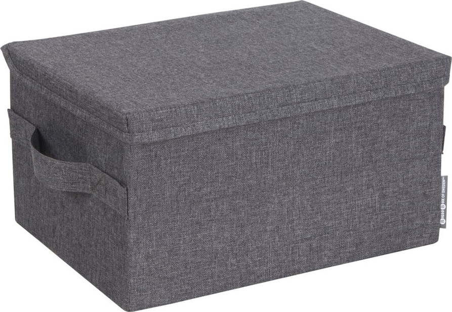Šedý látkový úložný box s víkem 35x19x26 cm Soft Storage – Bigso Box of Sweden