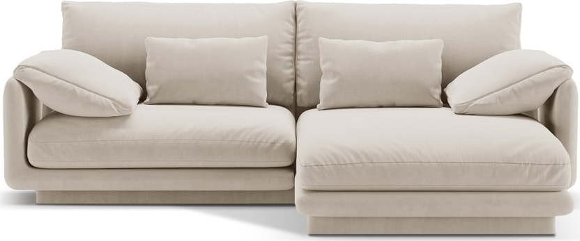 Bílá sametová rohová pohovka (pravý roh/s lenoškou) Torino – Micadoni