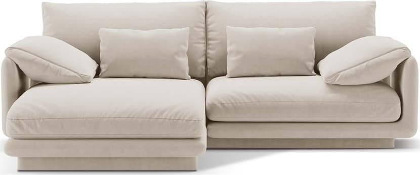 Bílá sametová rohová pohovka (levý roh/s lenoškou) Torino – Micadoni