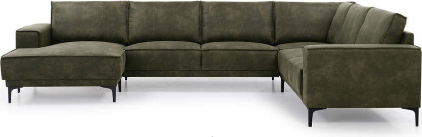 Zelená rohová pohovka z imitace kůže (levý roh) Copenhagen – Scandic