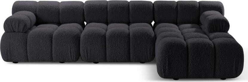 Antracitová modulární rohová pohovka z textilie bouclé (pravý roh) Bellis – Micadoni Home