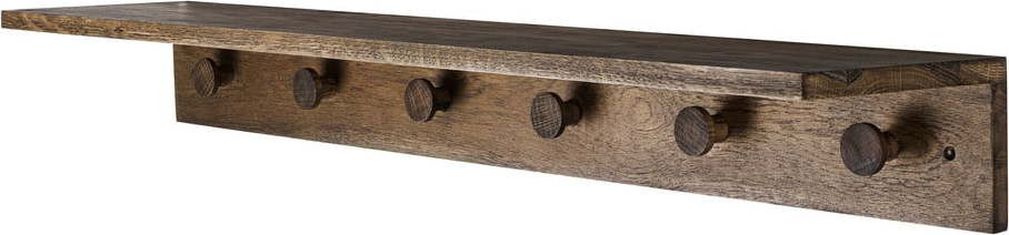 Hnědý nástěnný věšák z dubového dřeva s poličkou 90 cm Showcase – Mette Ditmer Denmark