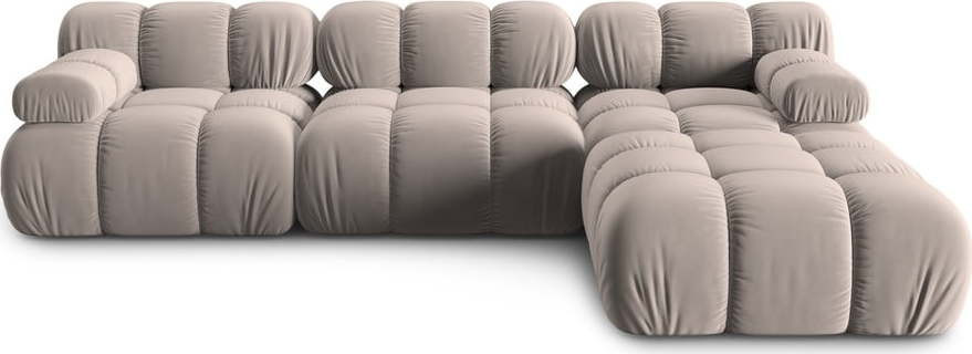 Světle hnědá sametová modulární rohová pohovka (variabilní roh) Bellis – Micadoni