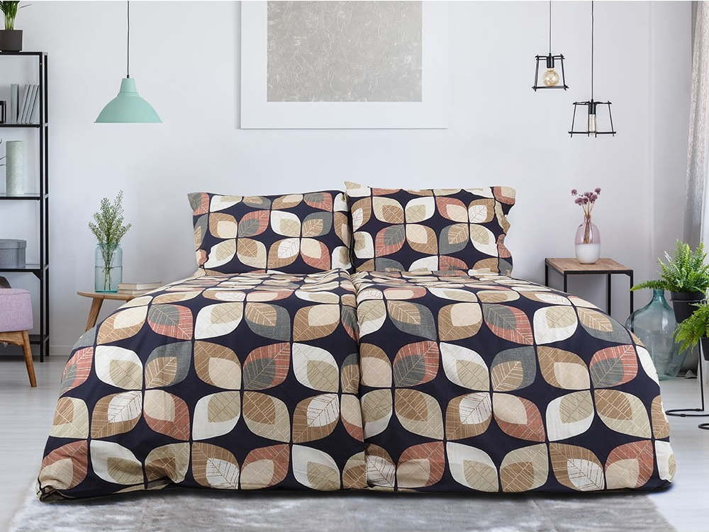 Hnědé krepové povlečení na jednolůžko 140x200 cm Autumn Leaf – B.E.S.