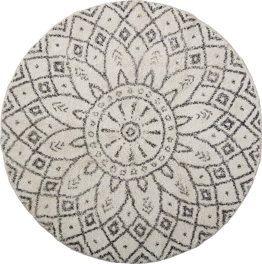 Černobílý bavlněný kulatý koberec ø 120 cm Acton – Bloomingville