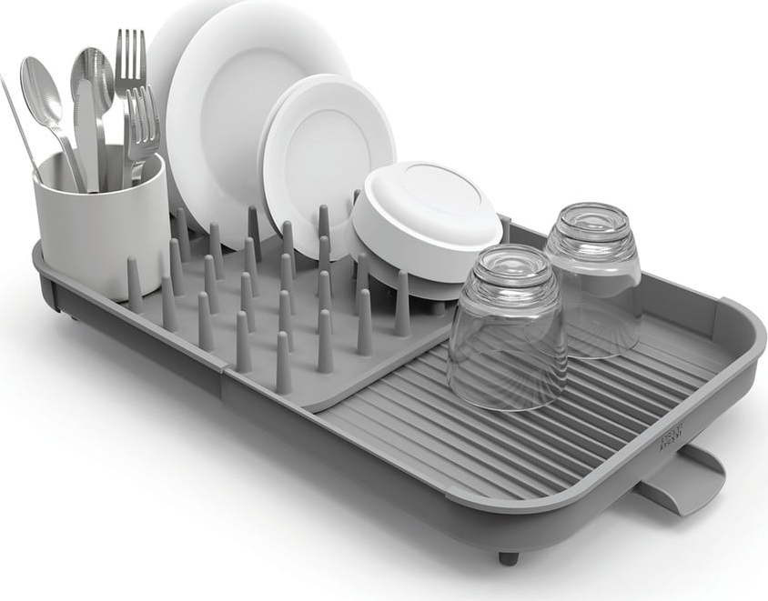 Šedý nastavitelný plastový odkapávač 34x37 cm Duo – Joseph Joseph