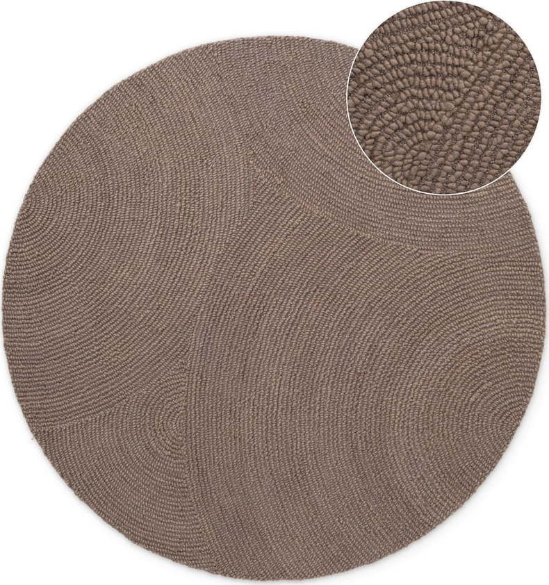 Ručně tkaný vlněný kulatý koberec taupe ø 200 cm Eleni Taupe – Hanse Home