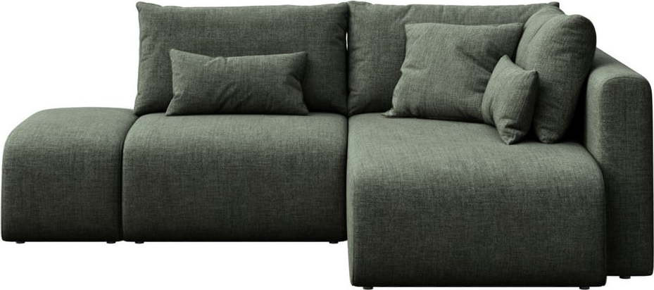 Zelená rozkládací rohová pohovka s úložným prostorem (pravý roh/s lenoškou) Lumine – Ghado