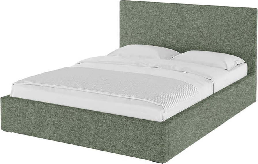 Zelená čalouněná dvoulůžková postel s úložným prostorem s roštem 160x200 cm Bufo – MESONICA
