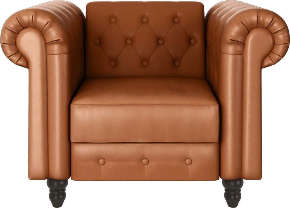 Koňakově hnědé křeslo chesterfield z imitace kůže Felix – Støraa