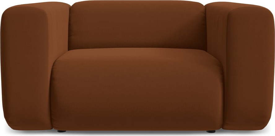 Oranžové/hnědé sametové křeslo Ekahi – Makamii