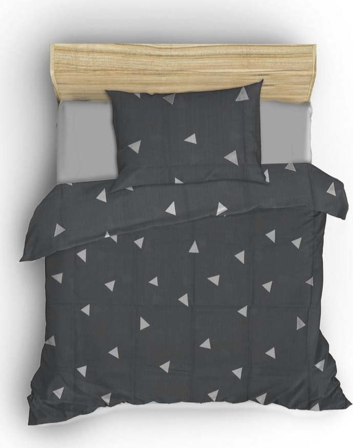 Šedé povlečení na jednolůžko 140x200 cm Üçgen – Mijolnir