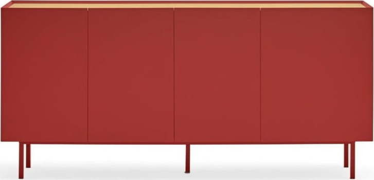 Červená nízká komoda v dekoru dubu 165x78 cm Arista – Teulat