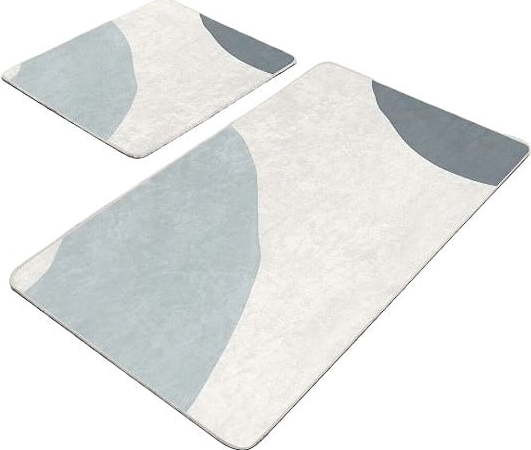 Šedo-krémové sametové koupelnové předložky v sadě 2 ks 60x100 cm Abstract Shapes – Mila Home