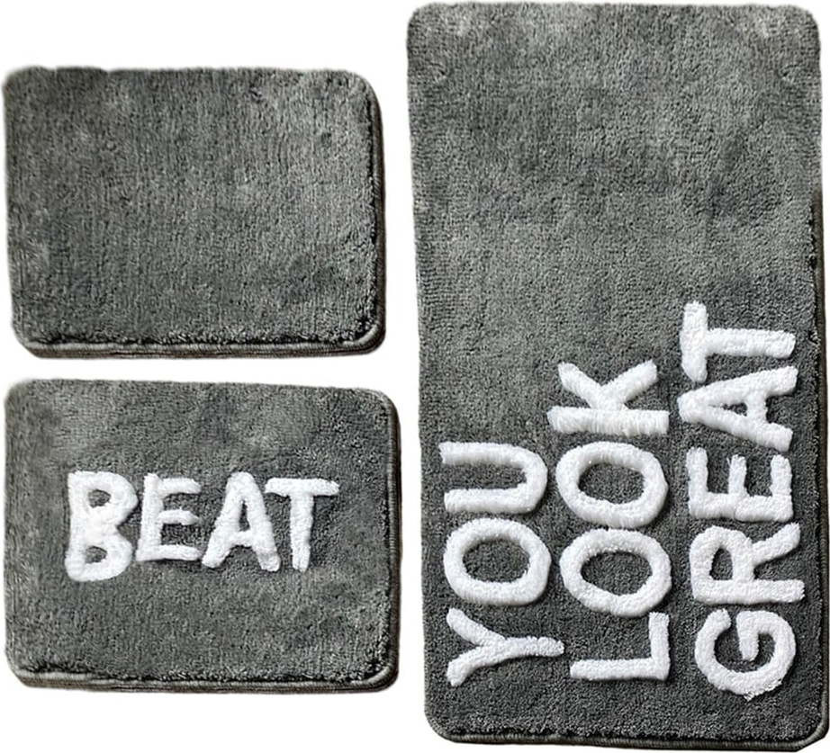 Šedé koupelnové předložky v sadě 3 ks 60x100 cm Great – Foutastic