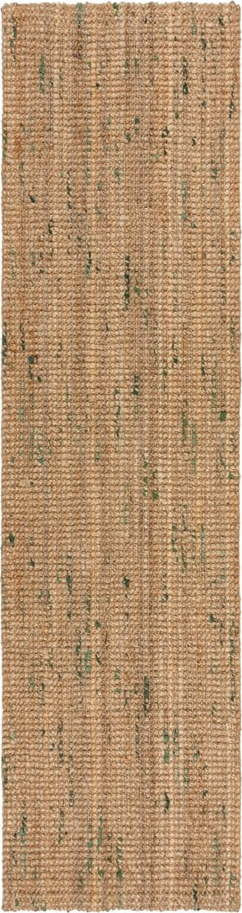 Oboustranný ručně tkaný jutový běhoun v zeleno-přírodní barvě 60x300 cm Jute Boucle Green – Flair Rugs