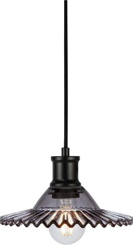 Černé závěsné svítidlo se skleněným stínidlem ø 21,5 cm Novia – Markslöjd