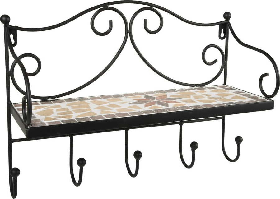 Černý kovový nástěnný věšák s poličkou 42 cm Almeria – Garden Pleasure
