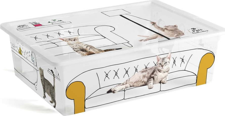 Bílý plastový úložný box s víkem 55x39x16 cm C Box Style – KIS