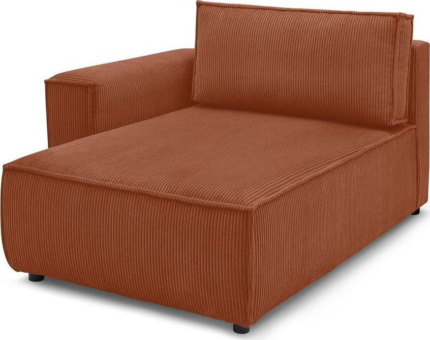 Manšestrový modul pohovky v cihlové barvě, levý roh Nihad modular – Bobochic Paris