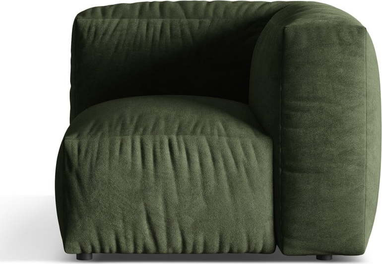Zelený modul pohovky z textilie bouclé (variabilní roh) Martina – Micadoni Home