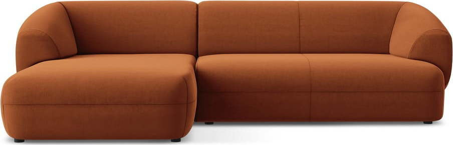 Oranžová sametová rohová pohovka (levý roh) Moana – Makamii