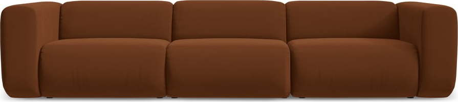 Oranžová/hnědá sametová pohovka 319 cm Ekahi – Makamii