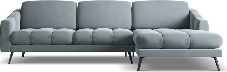 Světle modrá sametová rohová pohovka (pravý roh) Nalu – Makamii