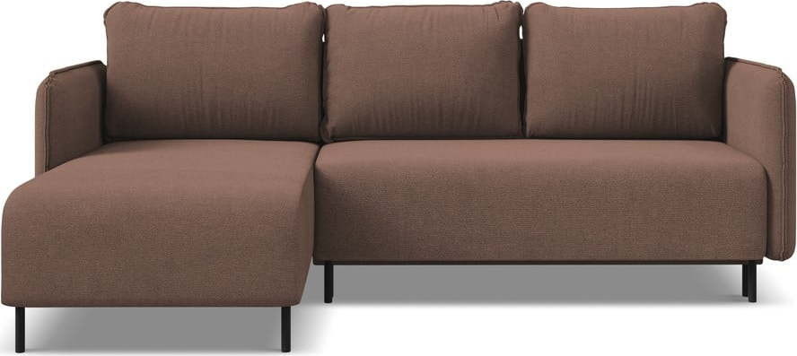 Růžová rozkládací/s úložným prostorem rohová pohovka (levý roh) Luana – Makamii