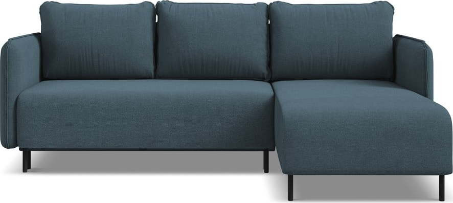 Modrá rozkládací/s úložným prostorem rohová pohovka (pravý roh) Luana – Makamii