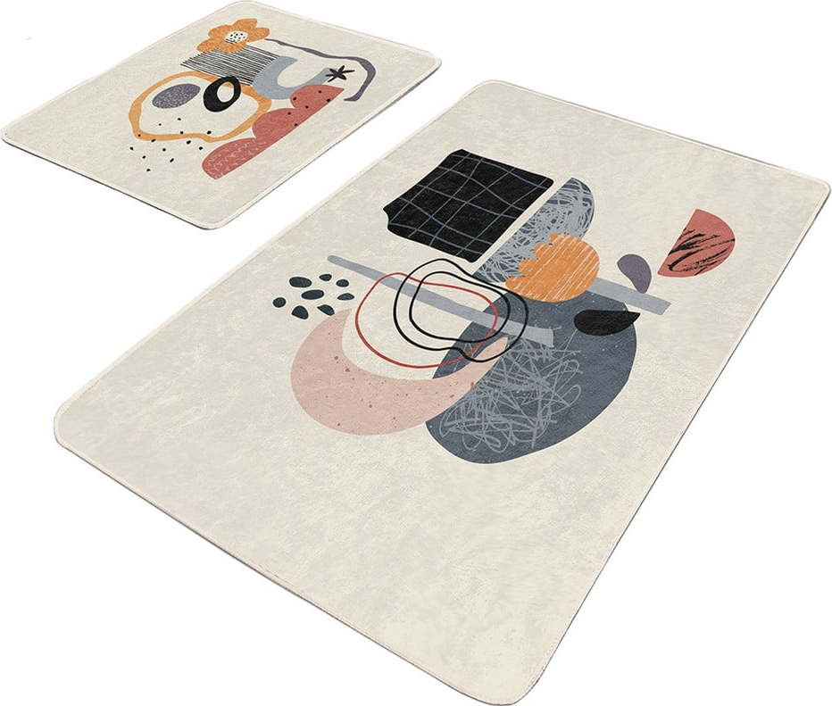 Béžové sametové koupelnové předložky v sadě 2 ks 60x100 cm – Mila Home