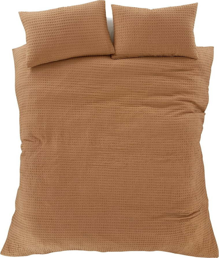 Hnědé povlečení na jednolůžko 135x200 cm Muscat Waffle – Pineapple Elephant
