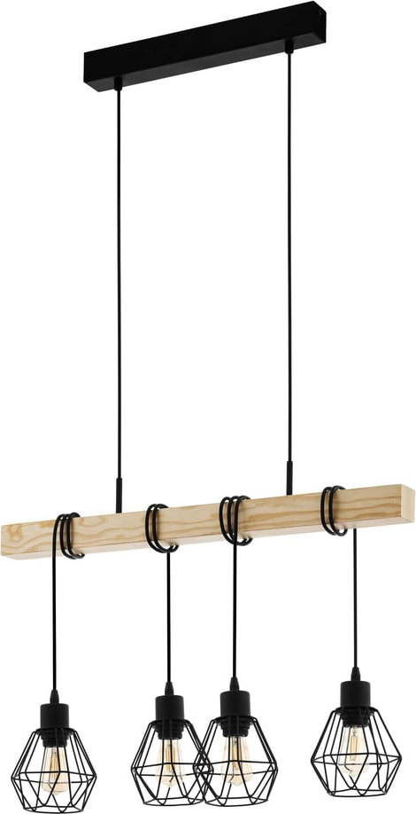 Závěsné svítidlo v černé a přírodní barvě s kovovým stínidlem TOWNSHEND 5 – EGLO
