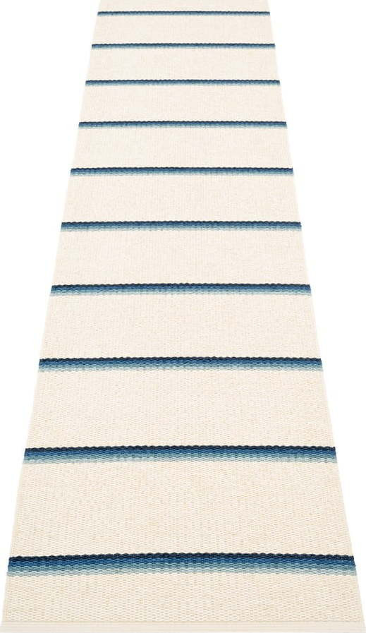 Modro-krémový vnitřní a venkovní běhoun 70x300 cm Olle Blue Vanilla – Pappelina