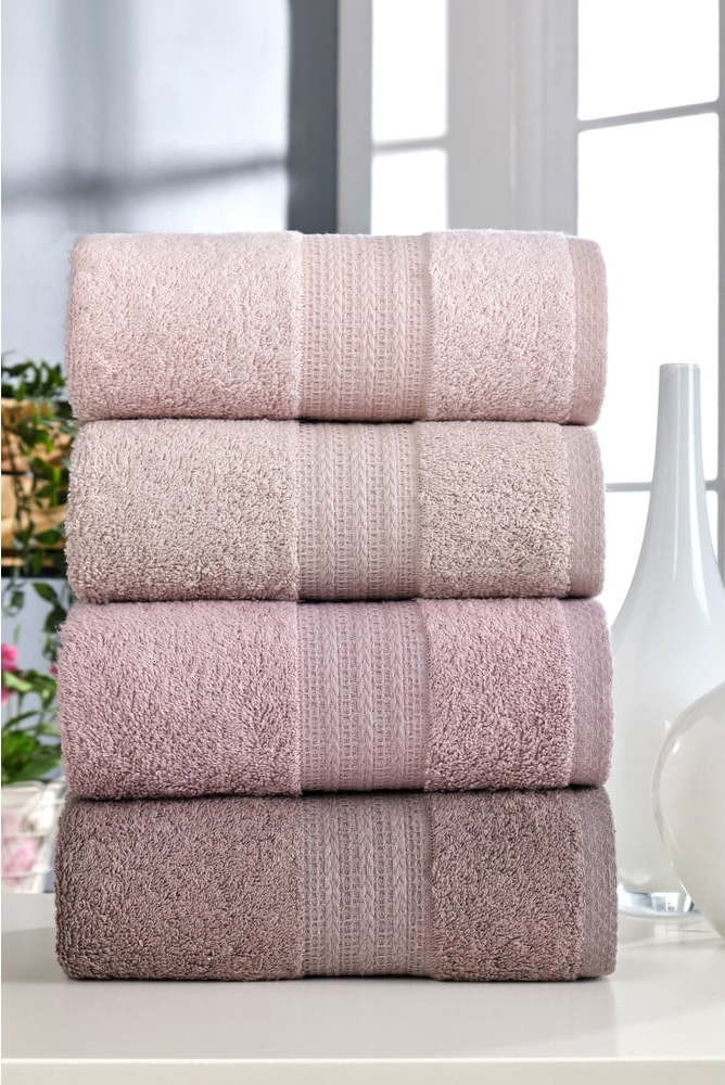 Růžové bavlněné ručníky v sadě 4 ks 50x90 cm – Mila Home
