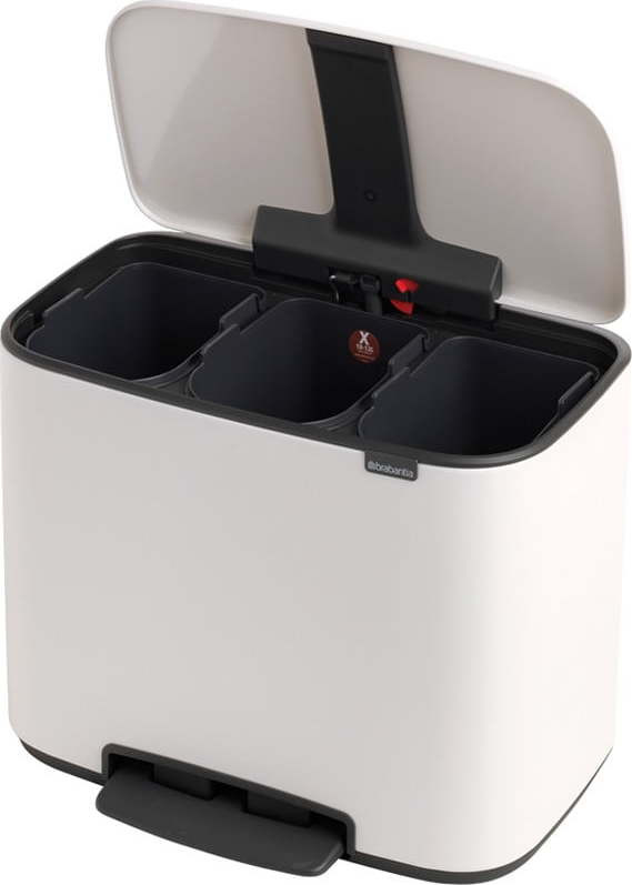 Bílý nášlapný ocelový odpadkový koš na tříděný odpad 3x11 l Bo – Brabantia