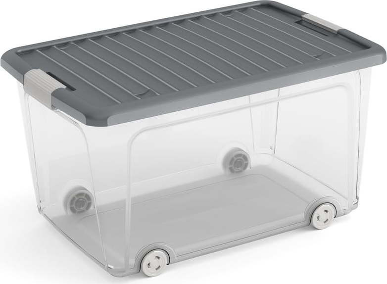 Plastový úložný box s víkem 56,5x39x31,5 cm W box L – KIS