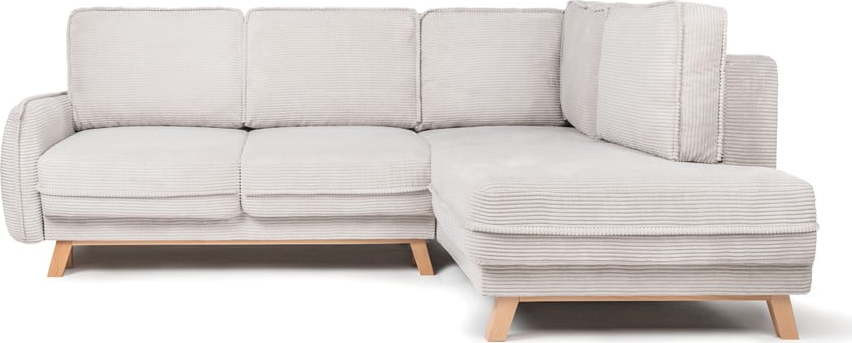 Béžová manšestrová rozkládací rohová pohovka (pravý roh) Tori – Bonami Selection